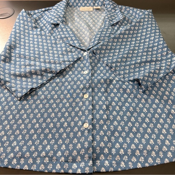 Haute Hippie Short PJ Set Blue White Size Large - Picture 5 of 5